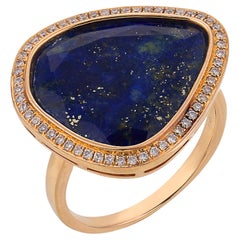 Vintage lapis lazuli diamond 18k yellow gold ring