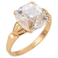 Bague de fiançailles victorienne en or jaune 10 carats, sertie d'un diamant de taille « old mine » de 3,03 carats certifié par le GIA