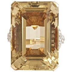 Citrine Diamond and Gold Retro Ring