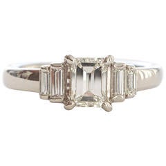 Emerald Cut Diamond Platinum Engagement Ring