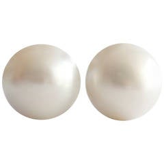 Matching GIA Cert 17mm Saltwater Pearl Earrings
