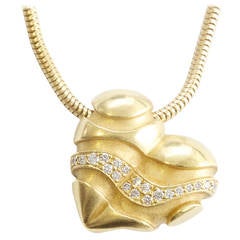 Kieselstein-Cord Diamond Gold Heart Necklace