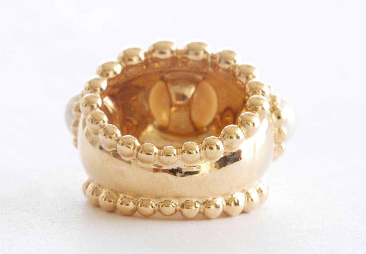 Chanel Three Pearl Gold Ring In Excellent Condition In Beverly Hills, CA
