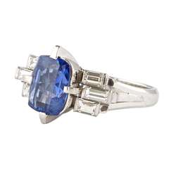 Art Deco Style Sapphire Platinum Ring