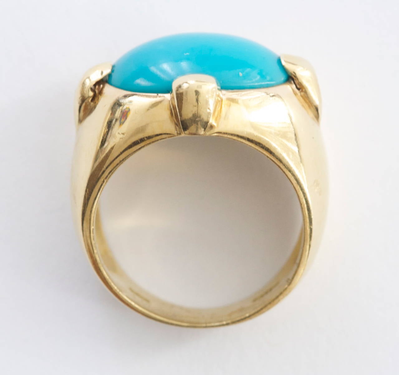 Turquoise Gold Cocktail Ring In Excellent Condition In Beverly Hills, CA
