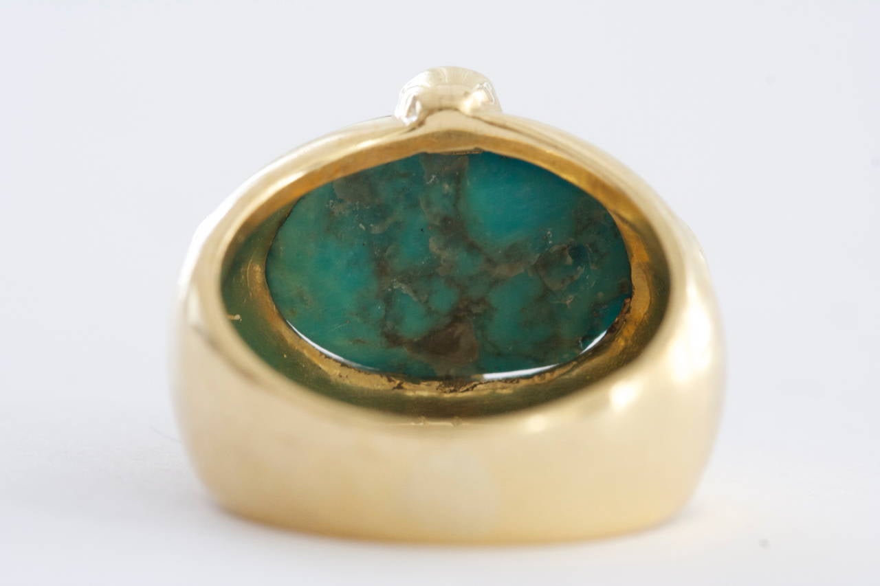 Women's Turquoise Gold Cocktail Ring