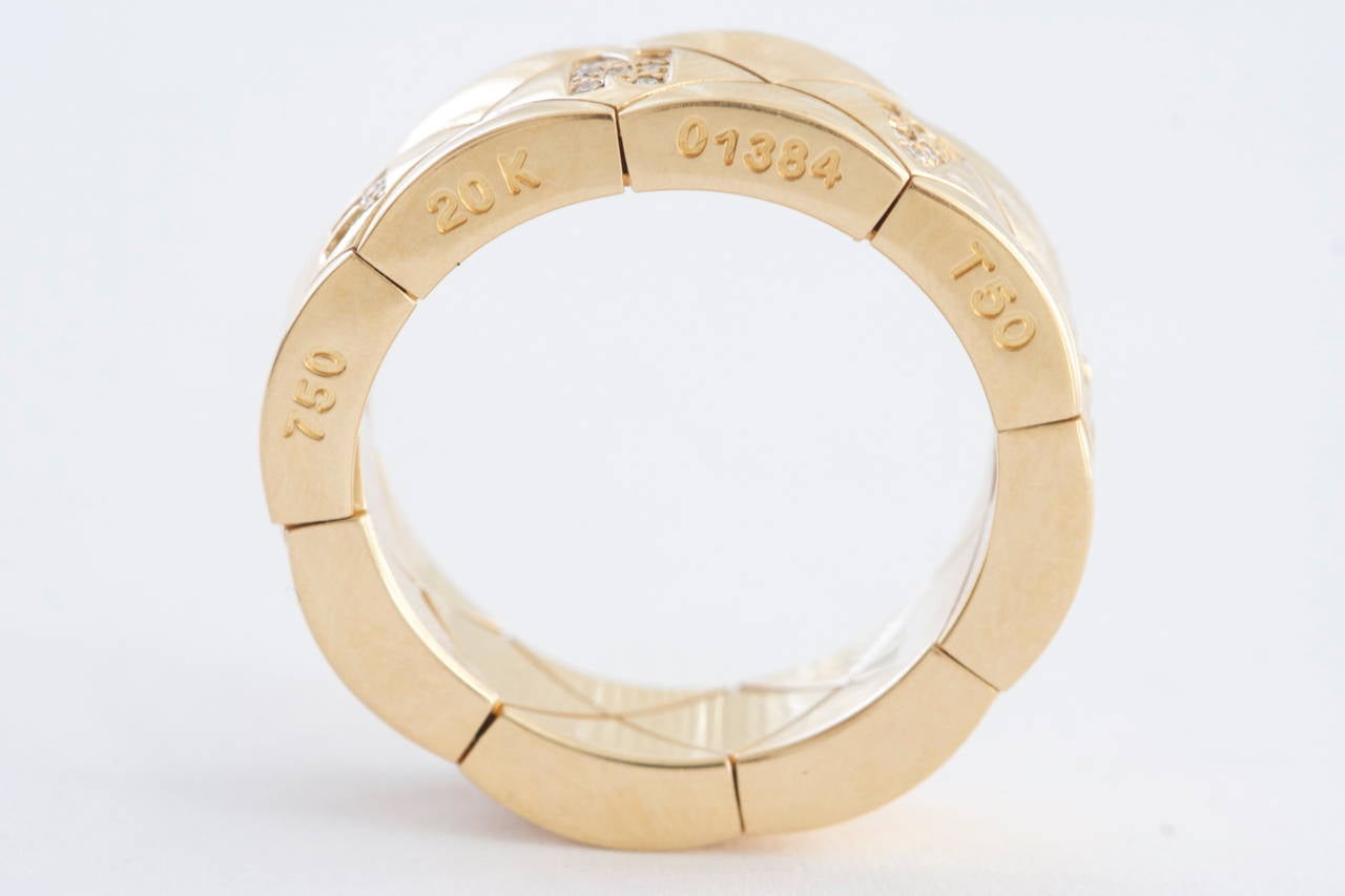 Chanel Diamond Gold Band Ring In Excellent Condition In Beverly Hills, CA
