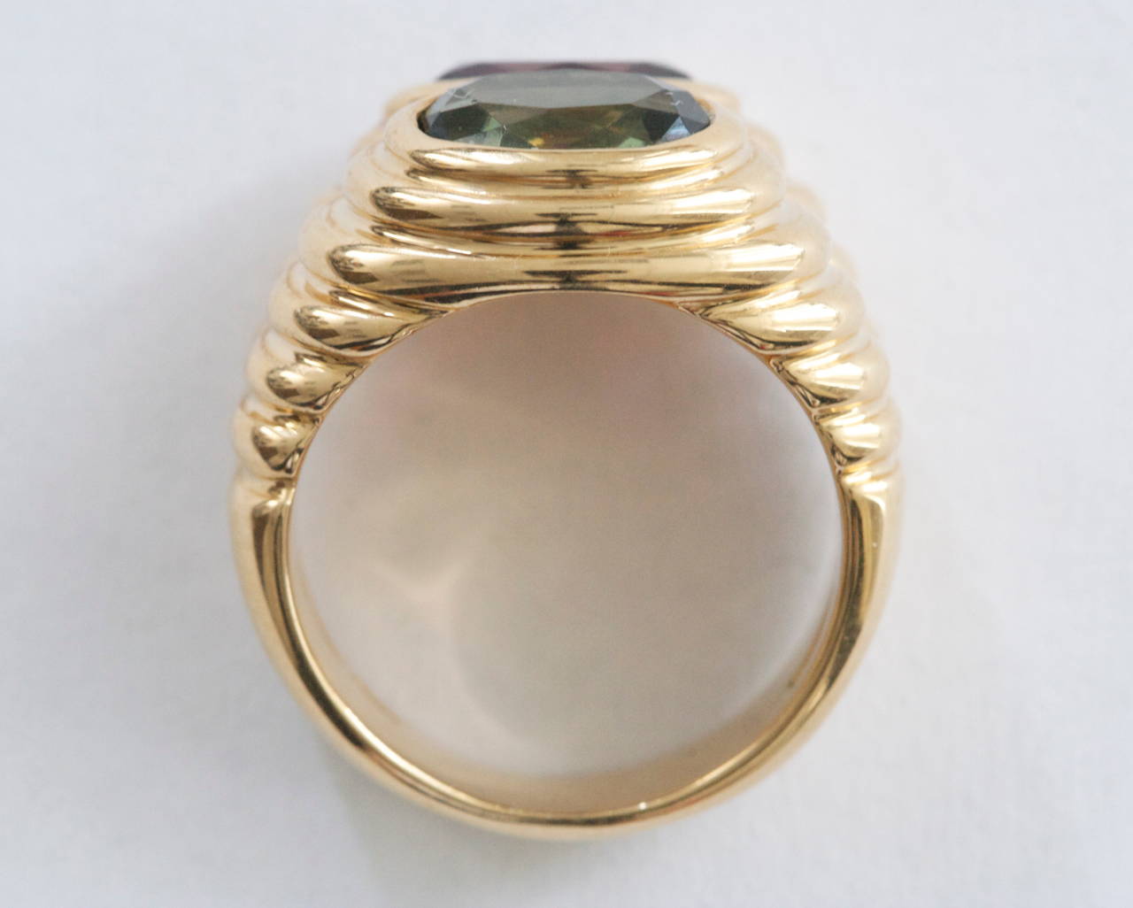 Bulgari Rubelite Tourmaline Gold Ring In Excellent Condition In Beverly Hills, CA