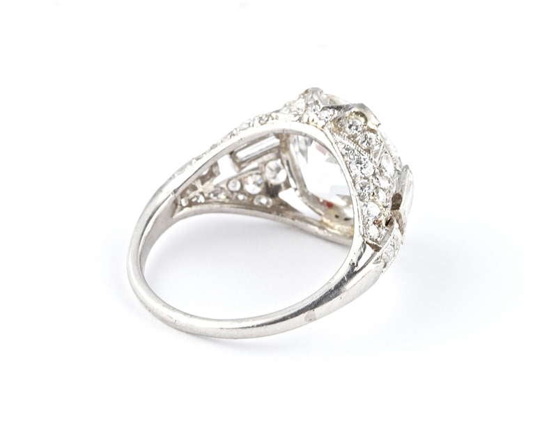Women's Fine GIA F color 5.22 Carat Art Deco Diamond Ring