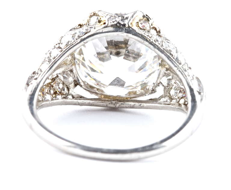 Fine GIA F color 5.22 Carat Art Deco Diamond Ring 1