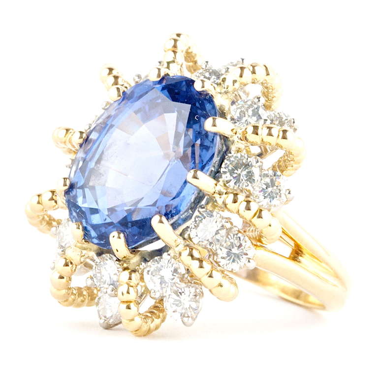 Oscar Heyman and Brothers 11.98 Ceylon No Heat Sapphire Ring In Excellent Condition In Beverly Hills, CA