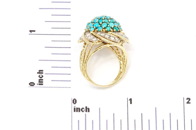Fabulous Turquoise Diamond Gold Ring 1