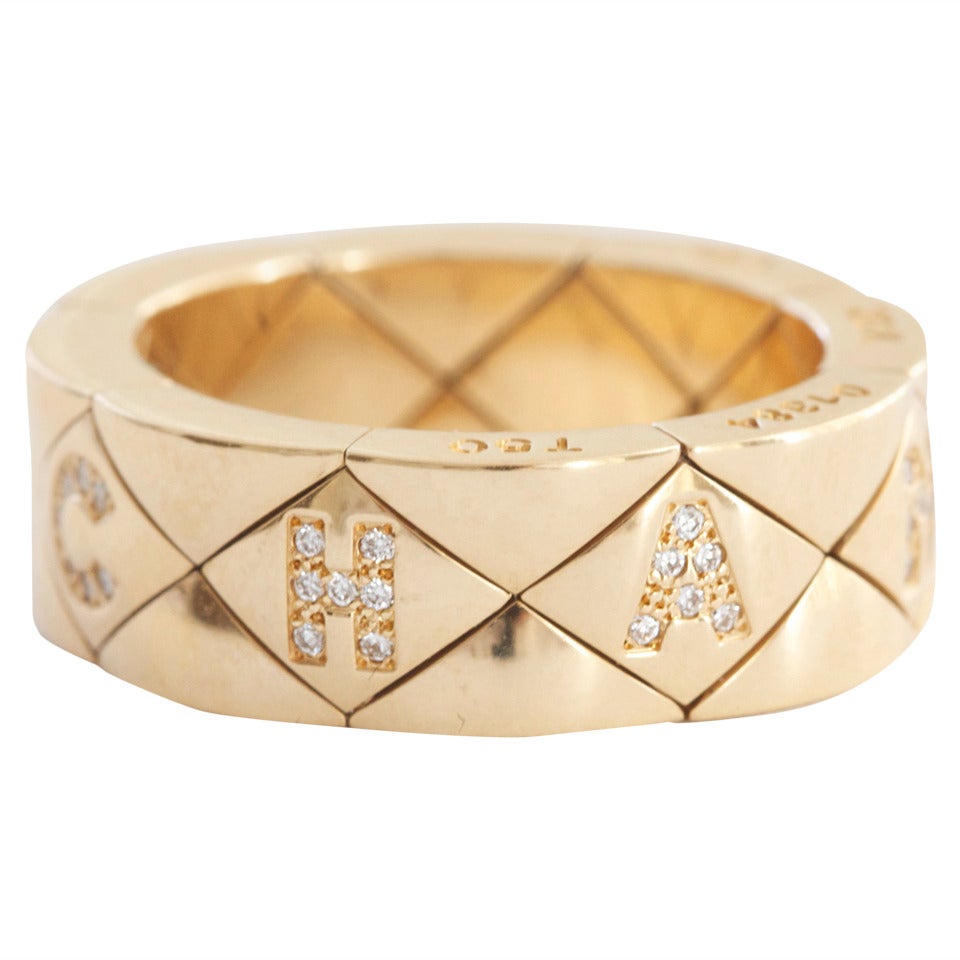 Chanel Diamond Gold Band Ring