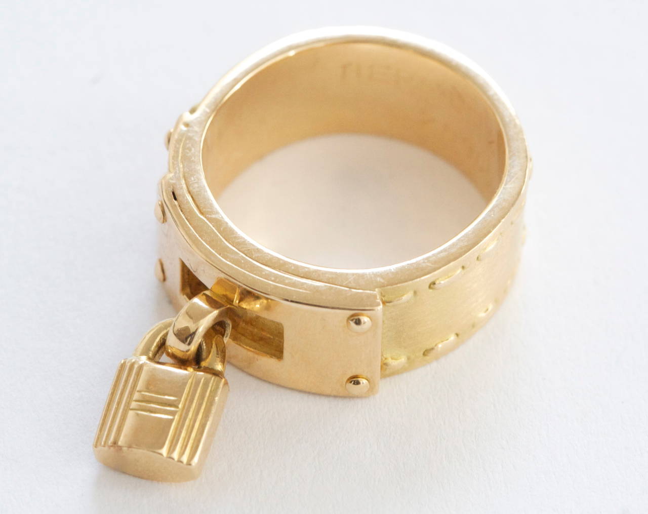 Hermes H Lock Buckle Gold Band Ring