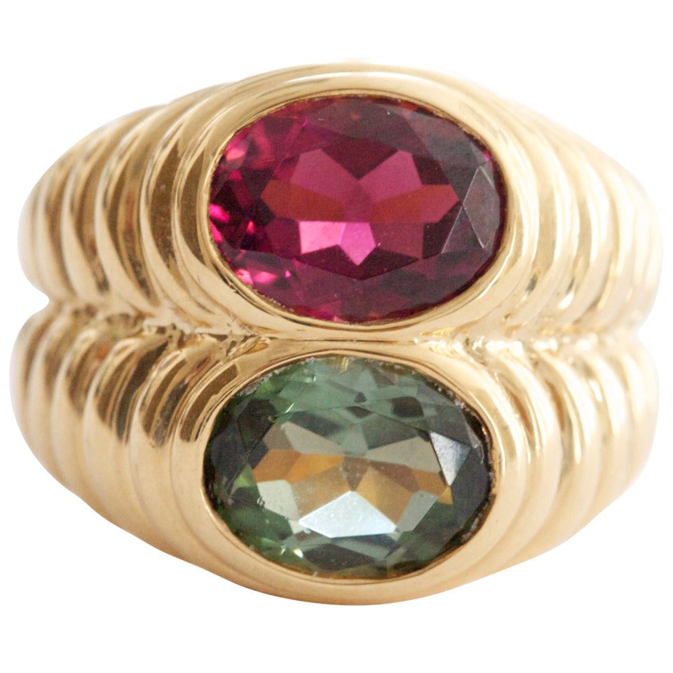 Bulgari Rubelite Tourmaline Gold Ring