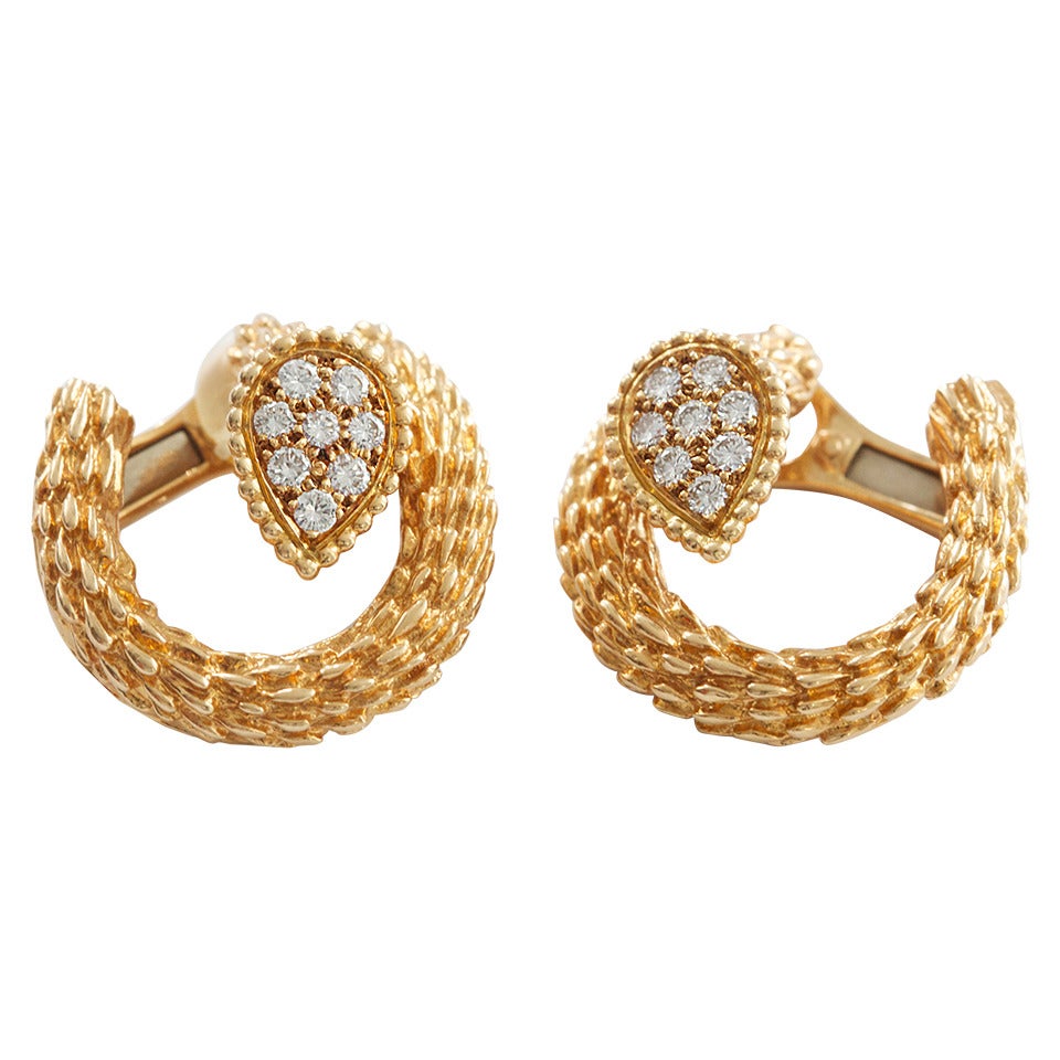 Boucheron Diamond Gold Snake Earrings