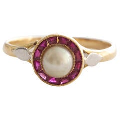 Pearl Ruby Gold Engagement Ring