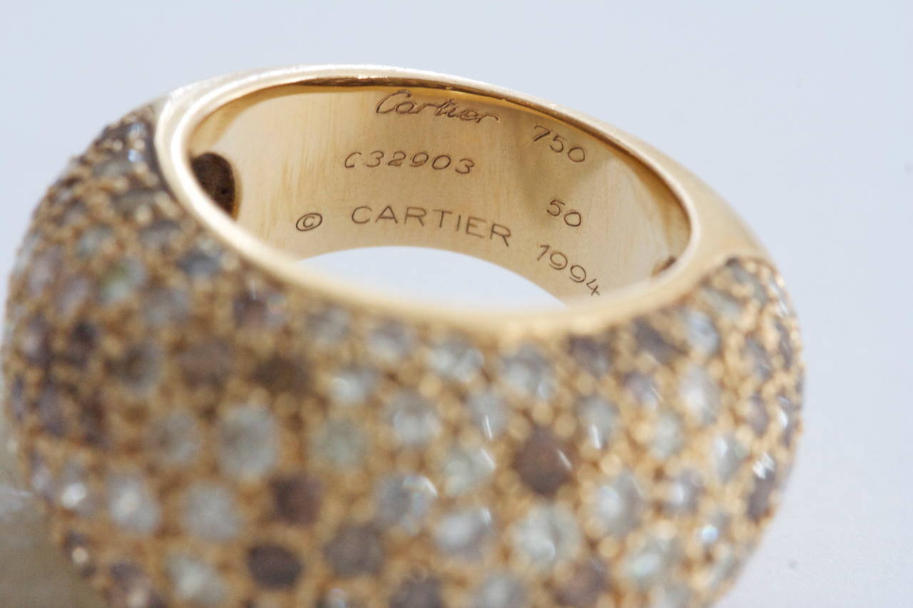 Cartier Large Diamond Gold Dome Ring 1