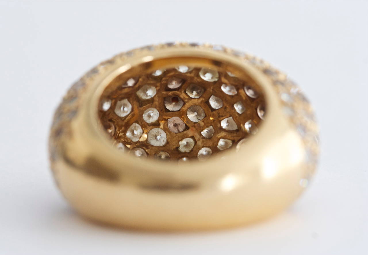 Cartier Large Diamond Gold Dome Ring In Excellent Condition In Beverly Hills, CA