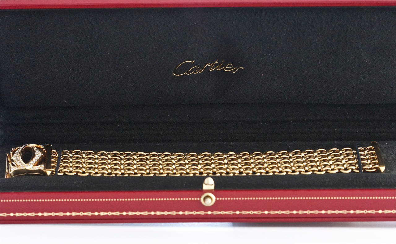 Modern Cartier Penelope Diamond Gold Double C 5 Row Bracelet