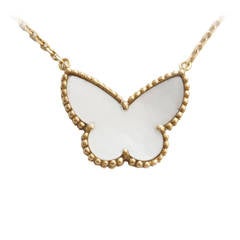 Van Cleef & Arpels Lucky Alhambra Mother-of-Pearl Gold Butterfly Pendant