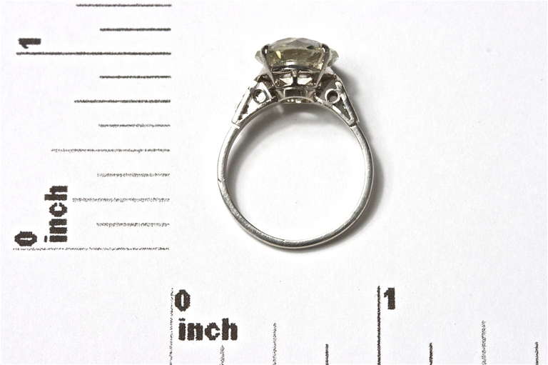 Old European 4.16 Carat Diamond Platinum Engagement Ring 1