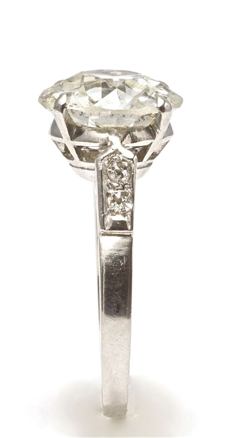 Women's Old European 4.16 Carat Diamond Platinum Engagement Ring