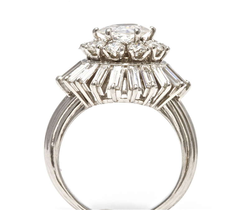 French Diamond Cocktail Gold Ring 2