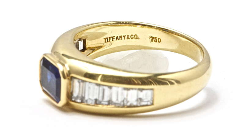 Tiffany Sapphire Diamond Engagement Ring In Excellent Condition In Beverly Hills, CA