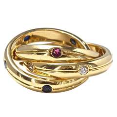 Cartier Trinity Rubin Saphir Diamant Gold Ring