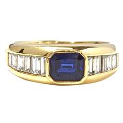 Retro Tiffany Sapphire Diamond Engagement Ring