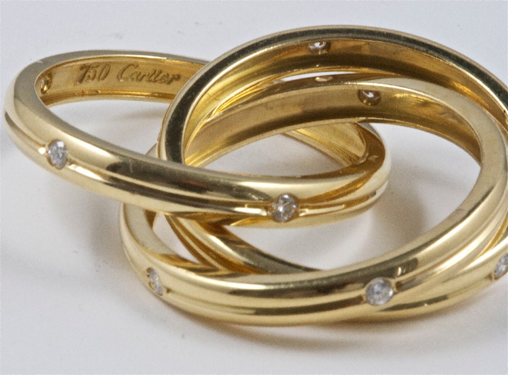 Modern Cartier Trinity Diamond Gold Ring