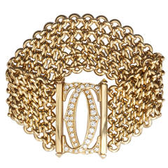 Cartier Penelope Diamond Gold Double C 5 Row Bracelet
