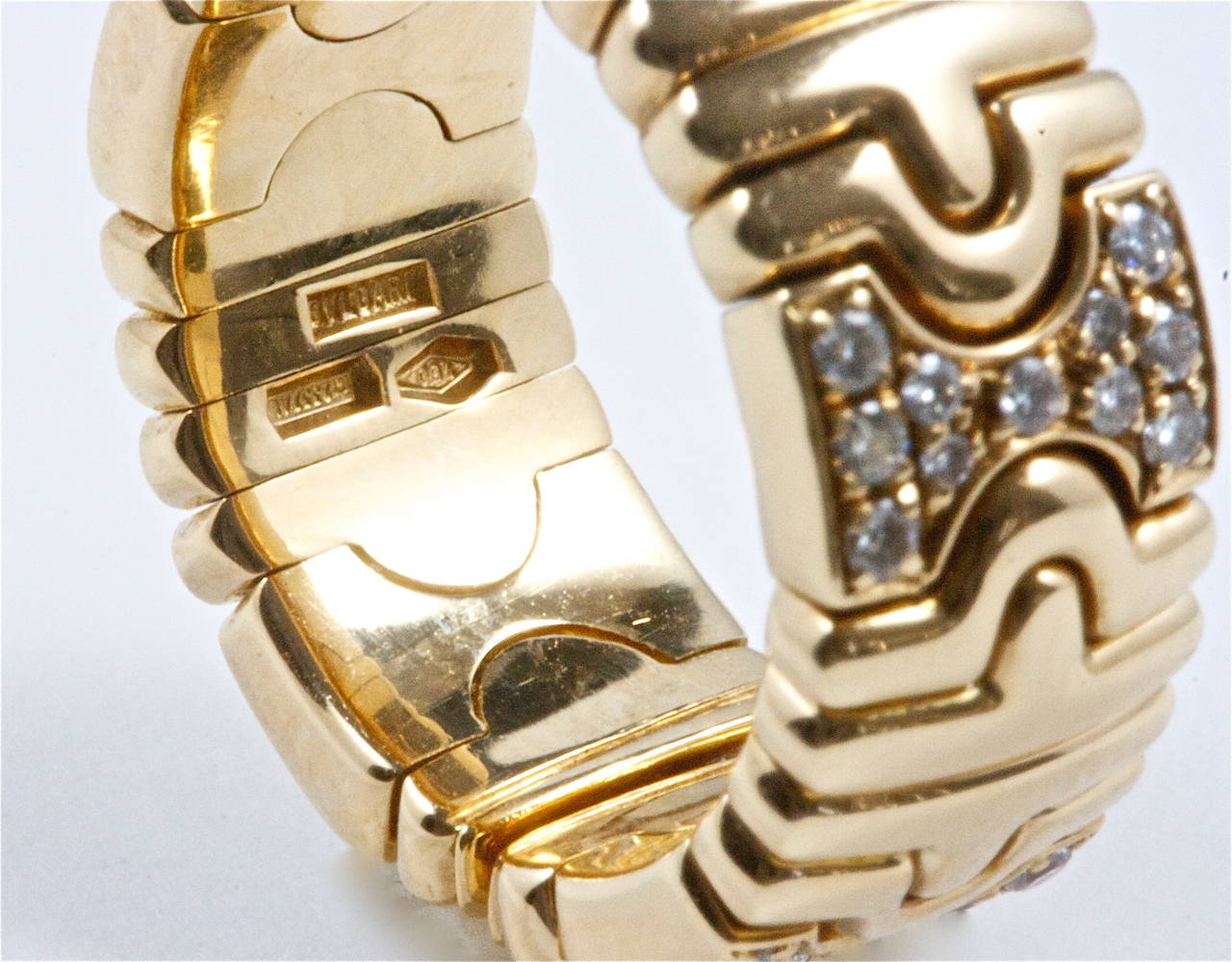 Bulgari Diamond Gold Band Ring In Excellent Condition In Beverly Hills, CA