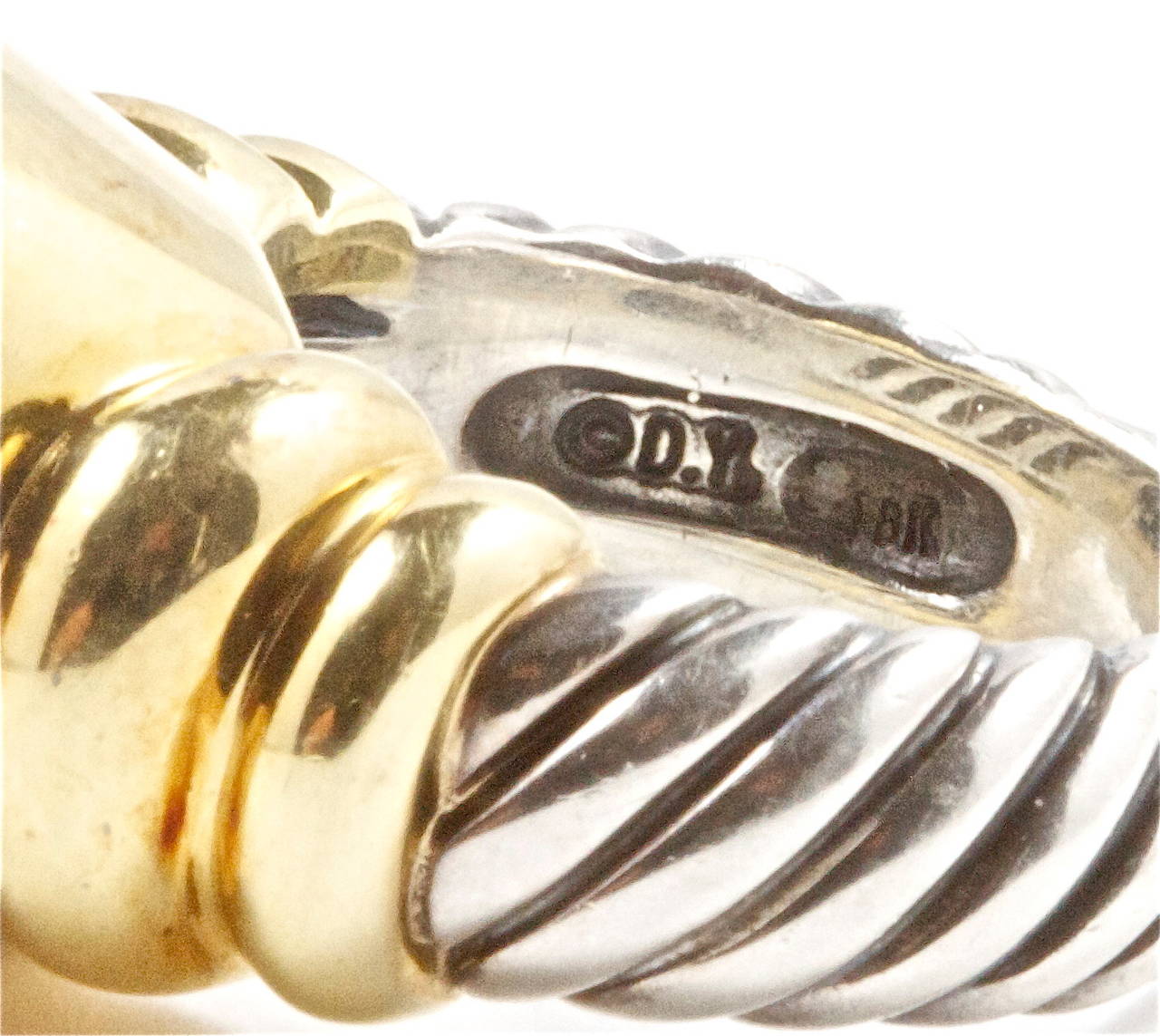David Yurman Diamond Gold & Stainless Steel Ring 2
