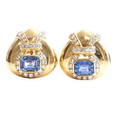 Sapphire Diamond Gold Earrings