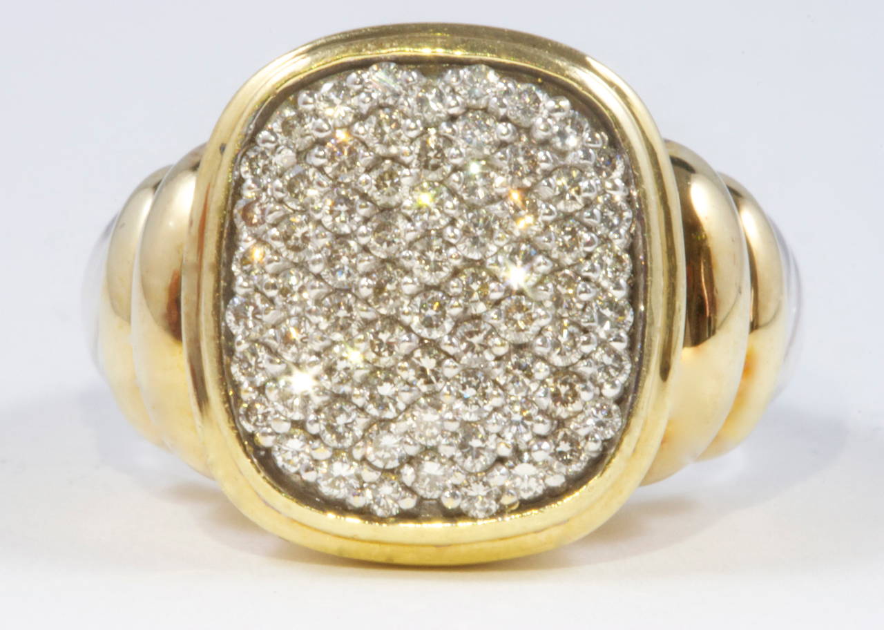 Modern David Yurman Diamond Gold & Stainless Steel Ring
