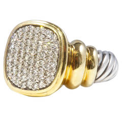 David Yurman Diamond Gold & Stainless Steel Ring