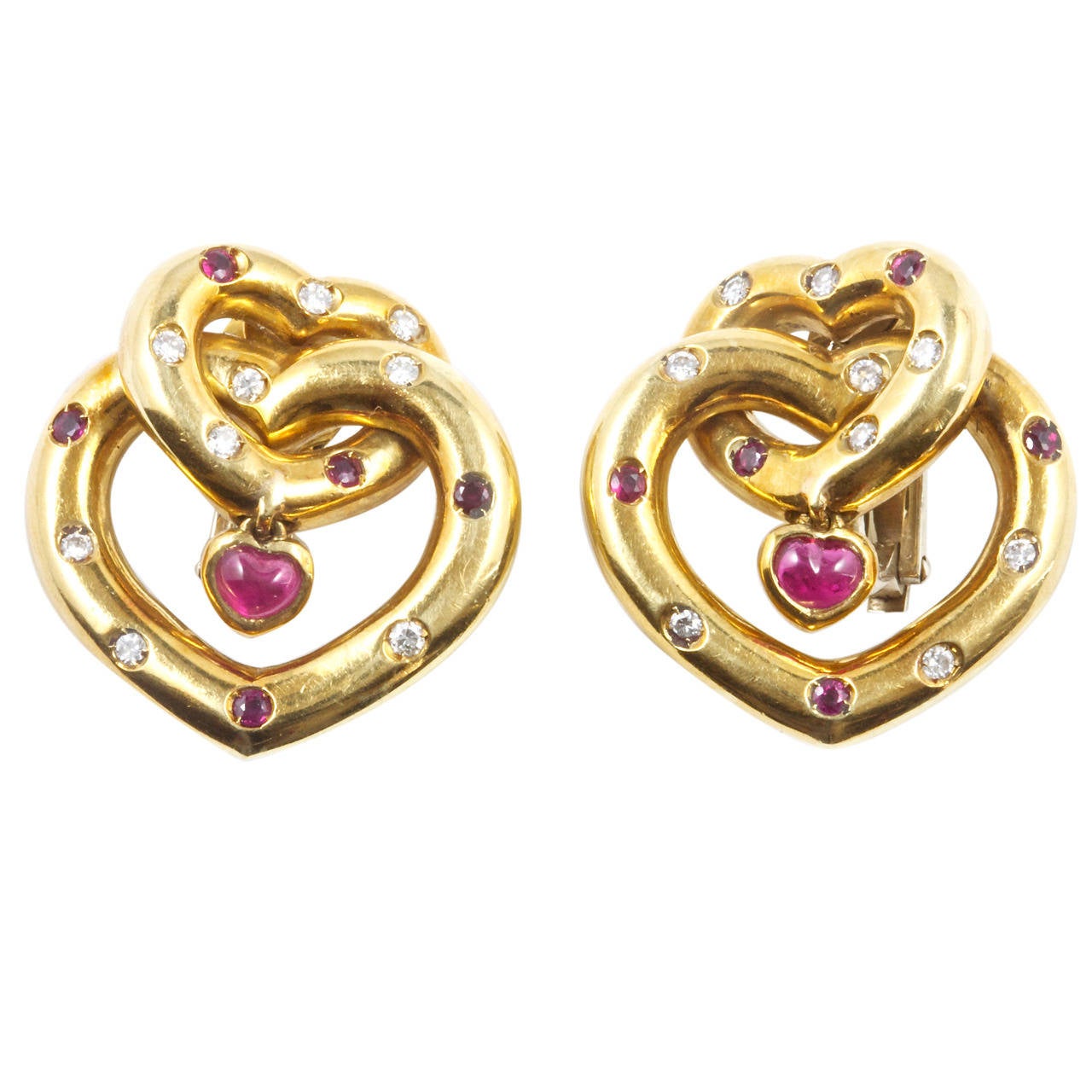 Faraone Ruby Diamond Gold Earrings