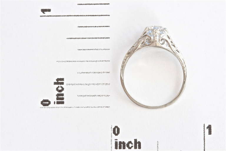 Art Deco Diamond Platinum Engagement Ring 1