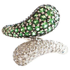 Dementoid Garnet and Diamond Bypass Ring