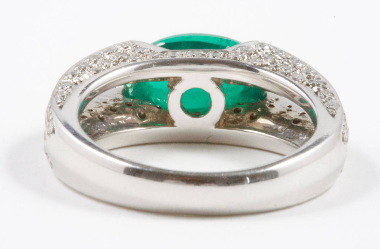 3.35 Carat Colombian Emerald Diamond Platinum Ring 1