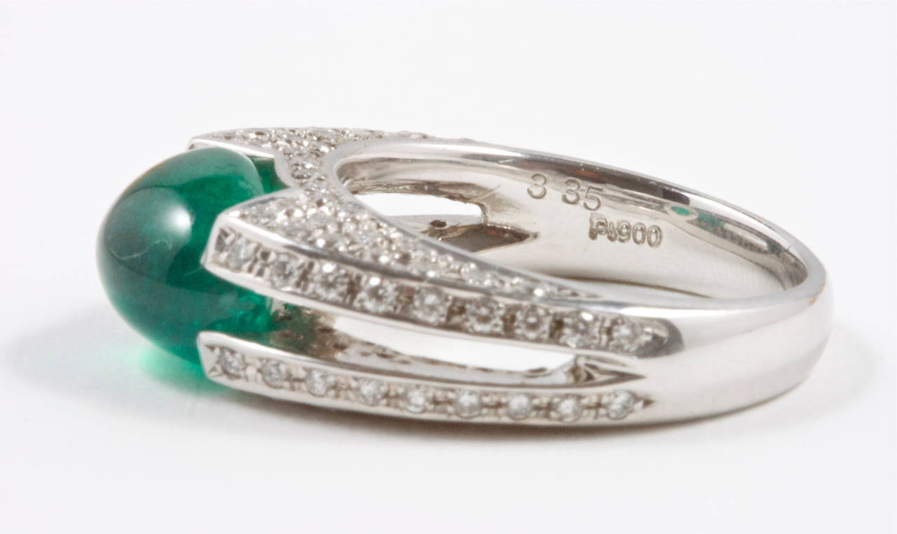 3.35 Carat Colombian Emerald Diamond Platinum Ring 2