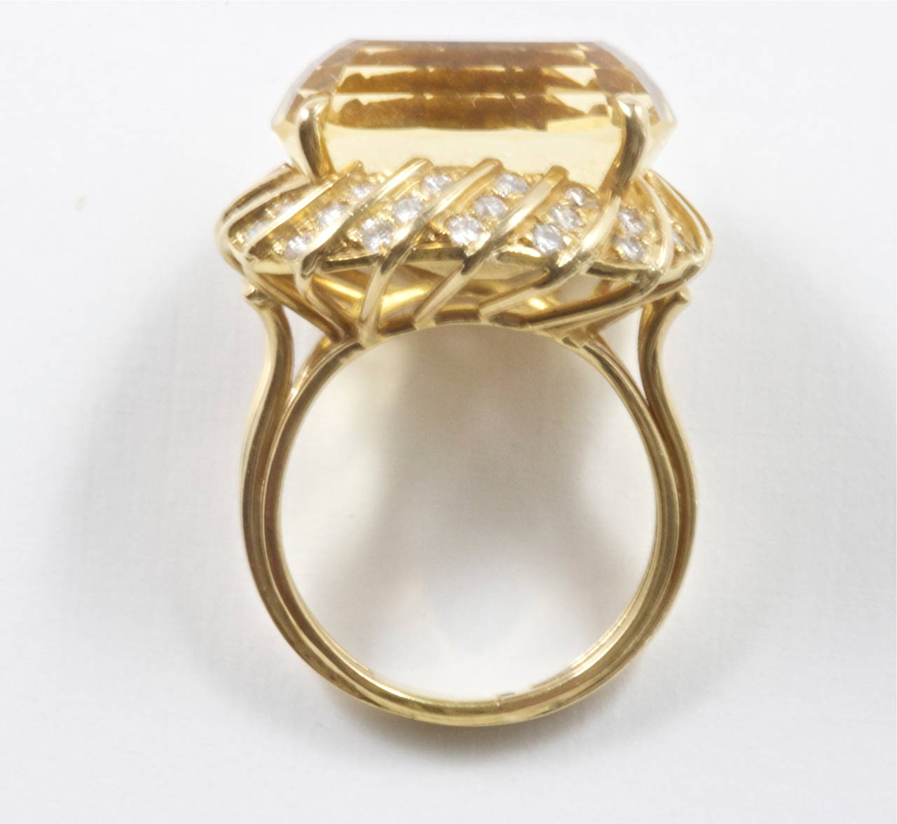 Women's Citrine Diamond Gold Cocktail Ring