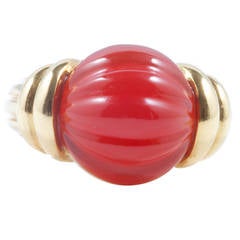 Appealing Boucheron Carved Carnelian Gold Ring