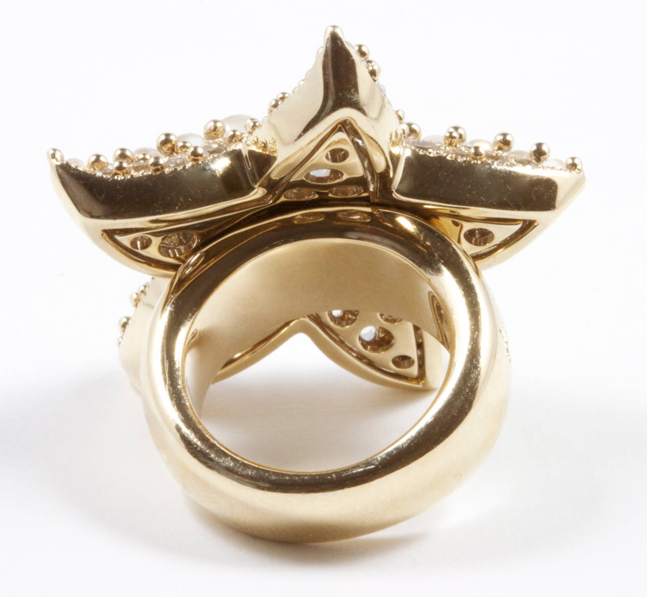 Women's Pomellato Moonstone White Topaz Gold Starfish Ring