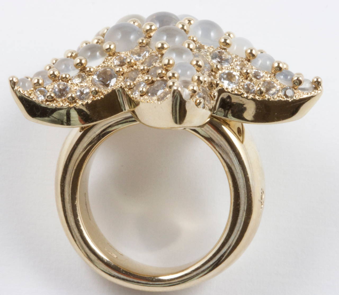 Pomellato Moonstone White Topaz Gold Starfish Ring In Excellent Condition In Beverly Hills, CA