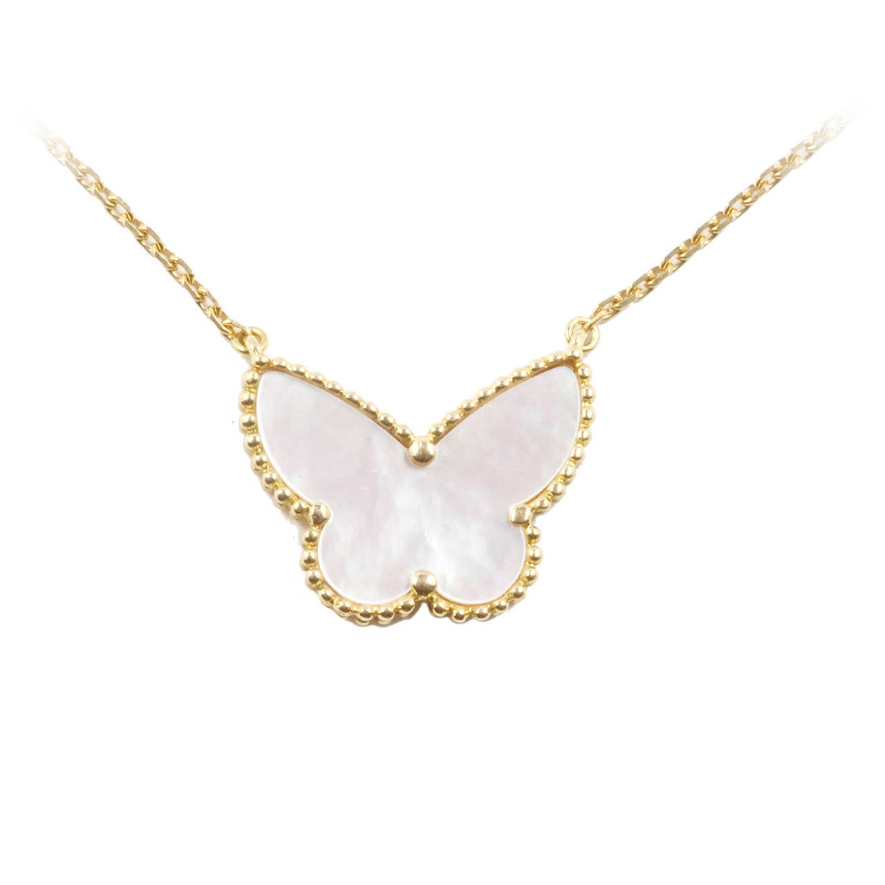 Van Cleef & Arpels Lucky Alhambra Mother-of-Pearl Gold Butterfly Pendant