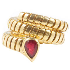 Bulgari Tubogas Ruby Gold Ring