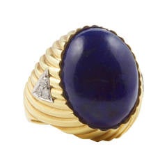 Lapis Lazuli Diamond Gold Cocktail Ring
